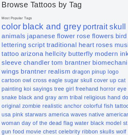 tag cloud screenshot