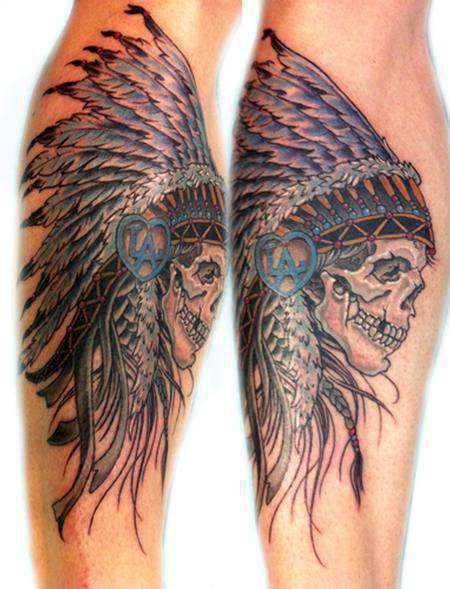 Indian-skull-head_dress-tattoo