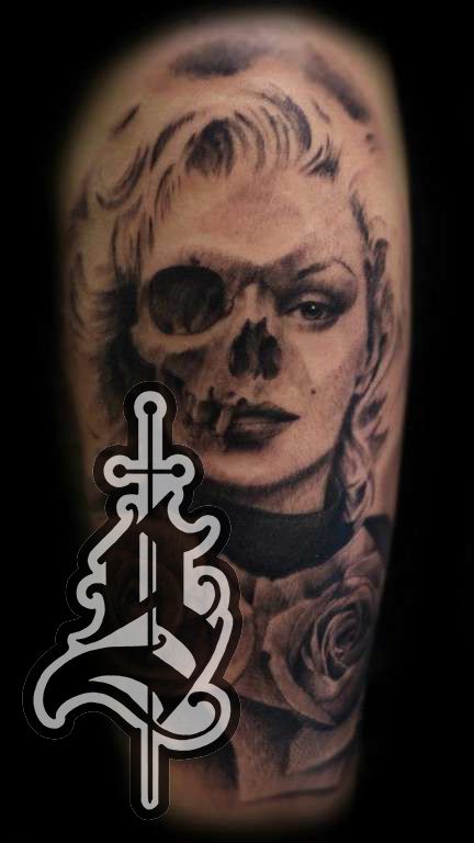 Marilyn_monroe_tattoo_jason_frieling_arm_black_and_grey