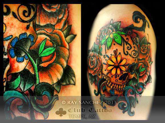 Club-tattoo-ray-sanchez-tempe-traditional-skull-2