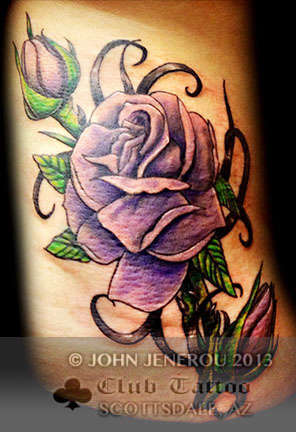 Club-tattoo-john-jenerou-scottsdale-purple-rose