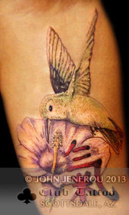 Club-tattoo-john-jenerou-scottsdale-hummingbird