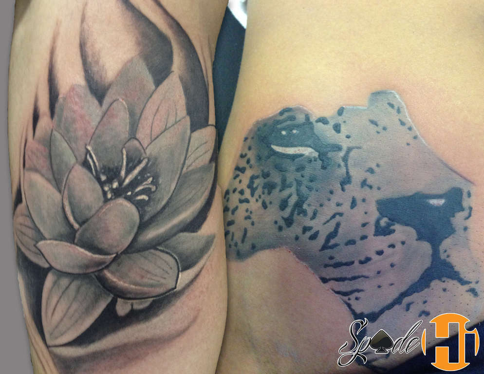 Lotus-flower-lion-africa-tattoos-hyperink-spade