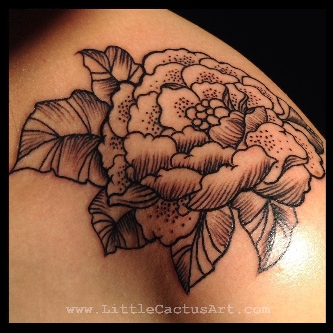 Black-peony-flower-tattoo-little-cactus-art-jpg