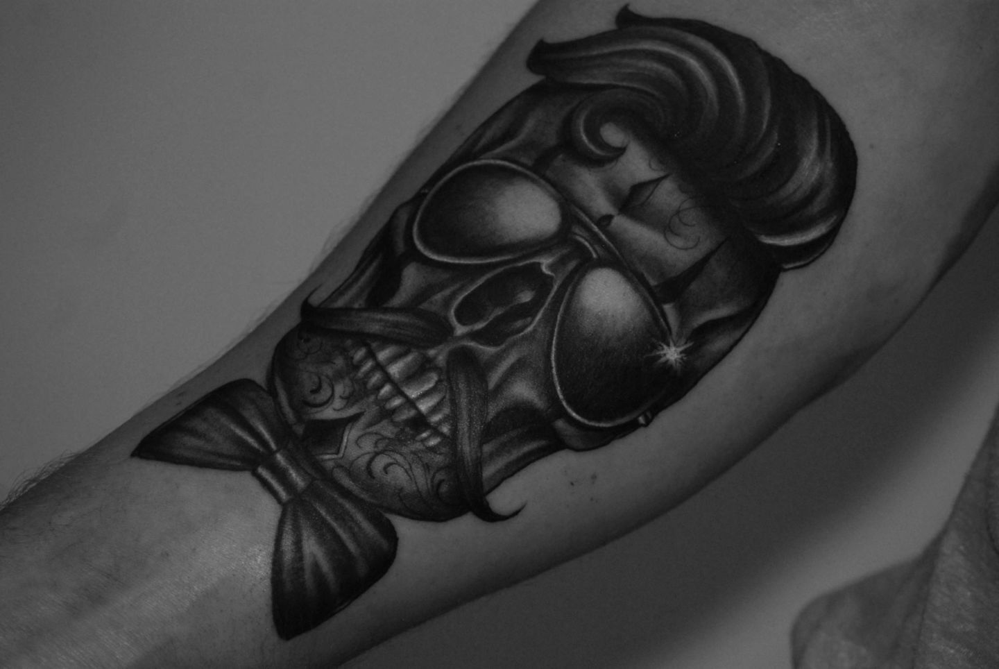 Skull-sunglasses-bowtie-quiff-tash-rosemary-mckevitt-tattoo-ireland