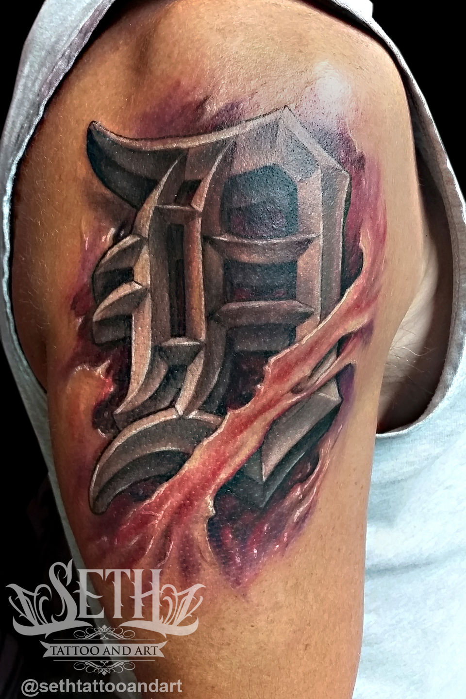 Detroit_dodgers_tattoo_baseball_tattoo_mlb_ball_world_series__tattooed_tatted_inked_ink_tattooer__torn_skin_ripped_gore__logo_3d_realistic_tattoo_realism__newschool_new_school__flesh__pound_of_flesh_seth_michal__tattoos_for_men