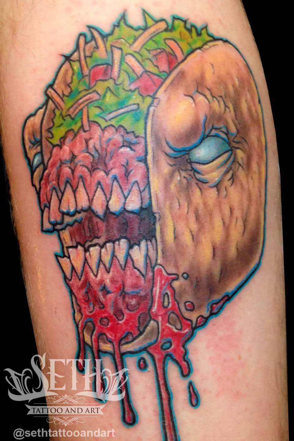 Angry_toco_tattoo__food_tattoo_grub_hunger_hungry_zombie_food_brains_ink_tattoo_shop_inked_undead_food_seth_michael_tattoo_and_art__new_school_cartoon