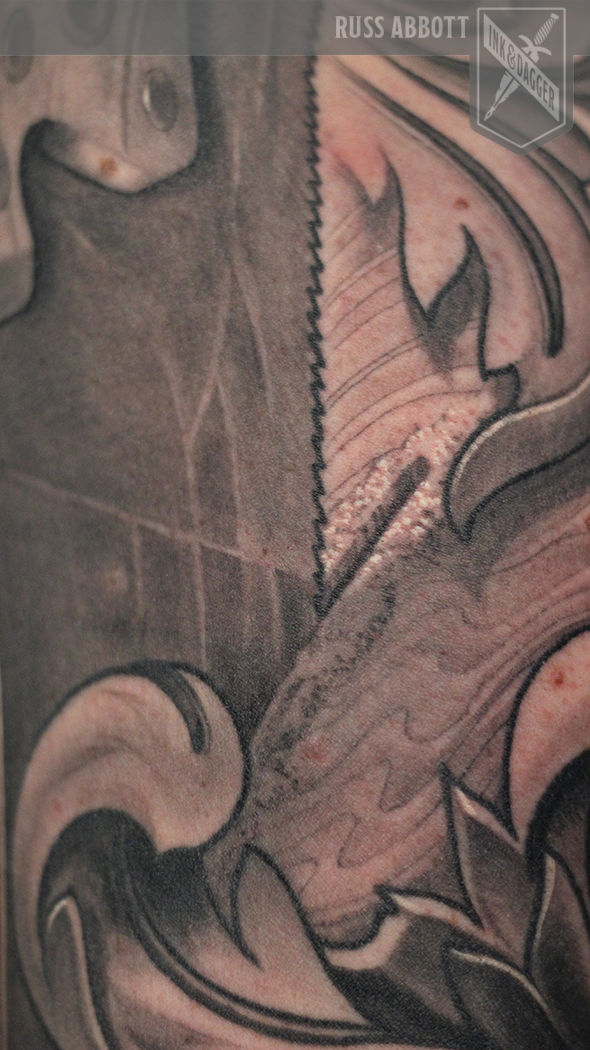 Woodworking_live_edge_bowtie_joint_carpenter_black_gray_tattoo_sleeve_russ_abbott_detail