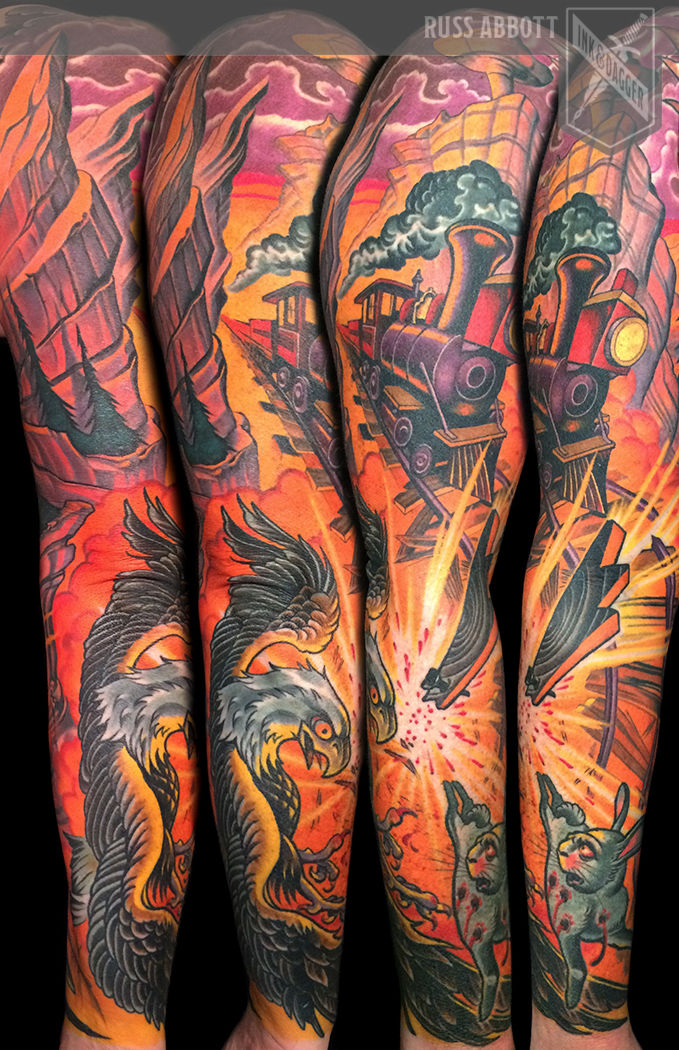Eagle_rabbit_train_scene_illustrative_tattoo_russ_abbott_atlanta