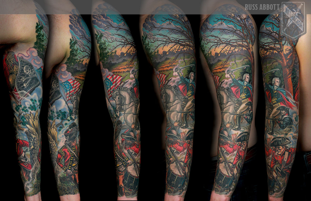 Cowpens_revolutionary_war_sleeve_tattoo_russ_abbott_battle_scene_washington_atlanta