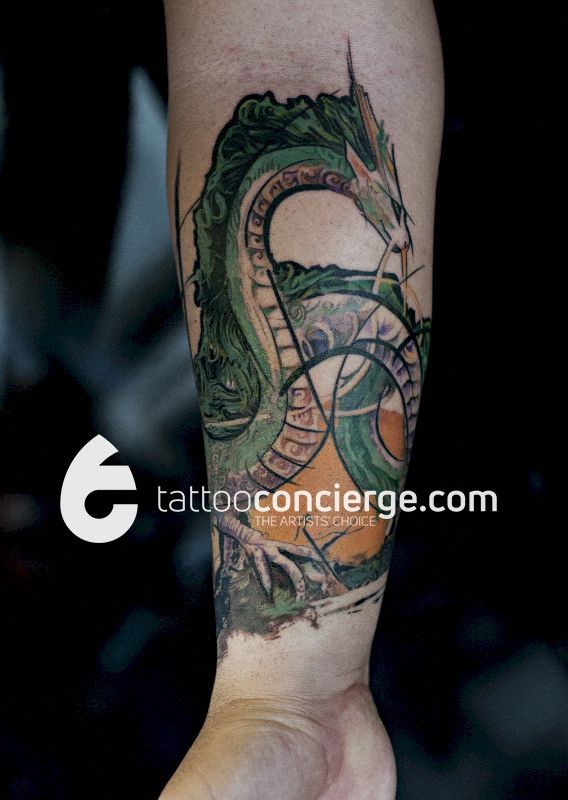 Anime-inspired-japanese-dragon---watercolor-forearm-body-art---the-tattoo-concierge---global-platform