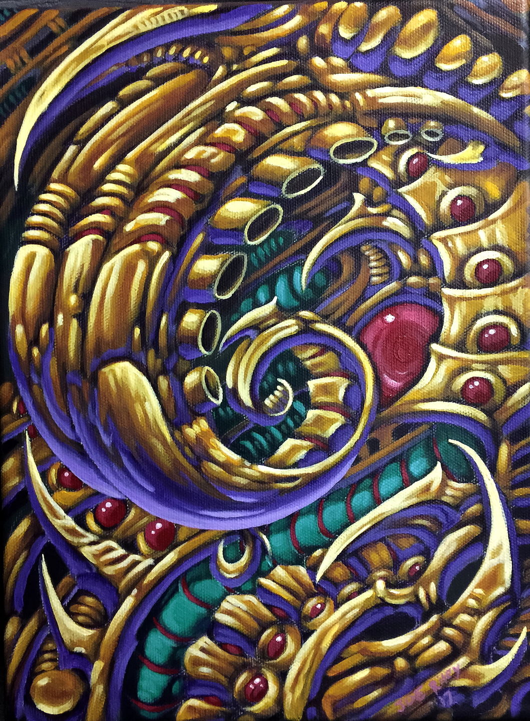 Las-vegas-tattoo-artist_joe-riley_biomech-painting-gold