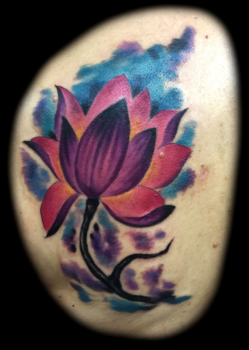 Watercolor-lotus-flower-tattoos-tattoo-shops-las-vegas-strip-henderson-nv-joe-riley